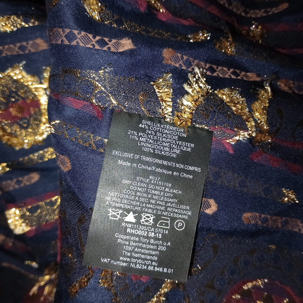 NWT Tory Burch Sleeveless Metallic Jacquard Print Blouse Women's Size 8 - Picture 9 of 9